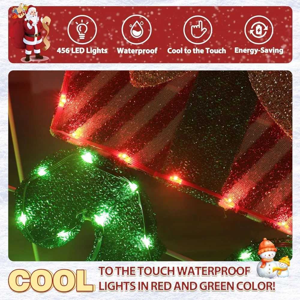 6-foot outdoor Christmas decoration with holiday happy Christmas logo 456 LED lights 5-meter power cord Christmas W241008