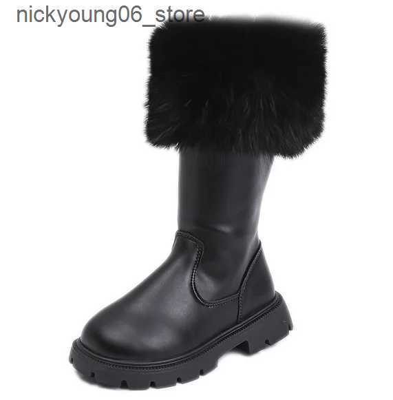Boots Teenager Girls Snow Boots Thick Warm Faux Fur Fashion Shoes Platform Waterproof Long Boots For Girls Calf Length Casual Boots L240910