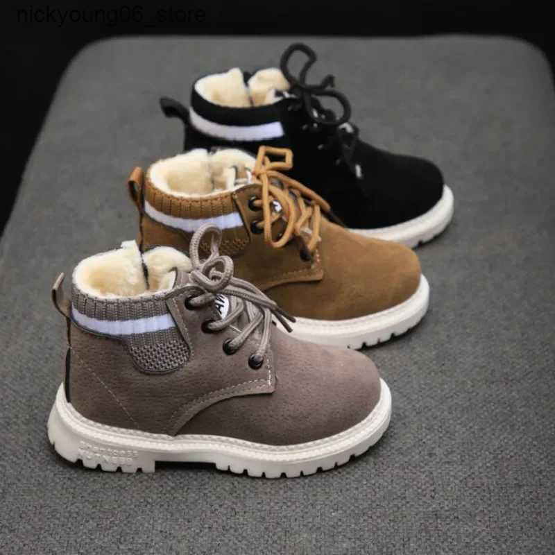 Boots Children Winter Boots Boys Ankle Boots Kids Snow Boots Fashion Warm Thick Cotton Plush Classic Anti-skid High Quality Girl Shoes L240910