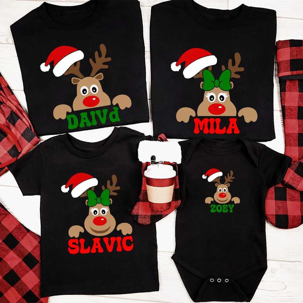 Customized Name Reindeer Shirt Reindeer Family Christmas Shirt Personalized Christmas Shirt Family Matching Top Tee Holiday Christmas Gift W241008