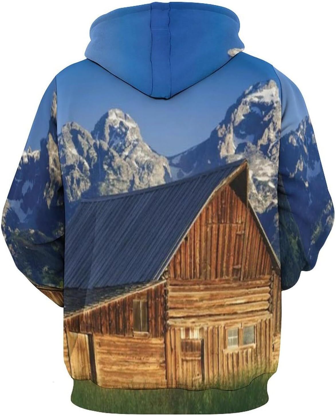 Hoodie for Mens Womens Mens Unisex Novelty Hoodies Moulton Barn and Teton Mountain in Grand Teton National Park Wyoming Graphic Hoodies sweatshirt