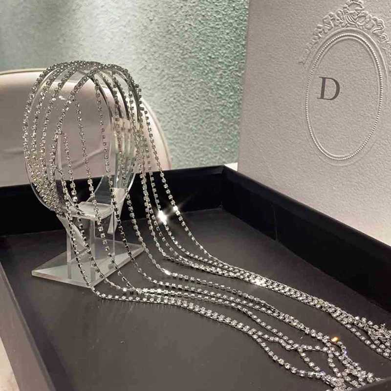 New all water drill strap suitable for womens hair long tassel crystal headband hair accessories wedding accessories hair jewelry W241007