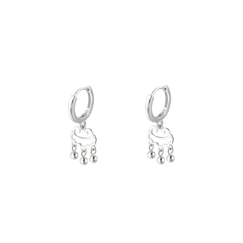 Silver needle safety line 2024 new trendy niche design high-end ethnic style long-lasting lock ear pendant