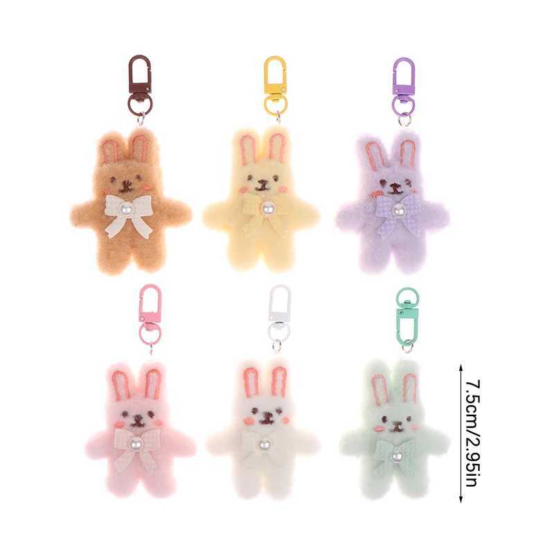 Bowknot Rabbit Plush Pendant Cartoon Bunny Keychain Soft Stuffed Doll Car Key Ring Backpack Bag DecorX241008