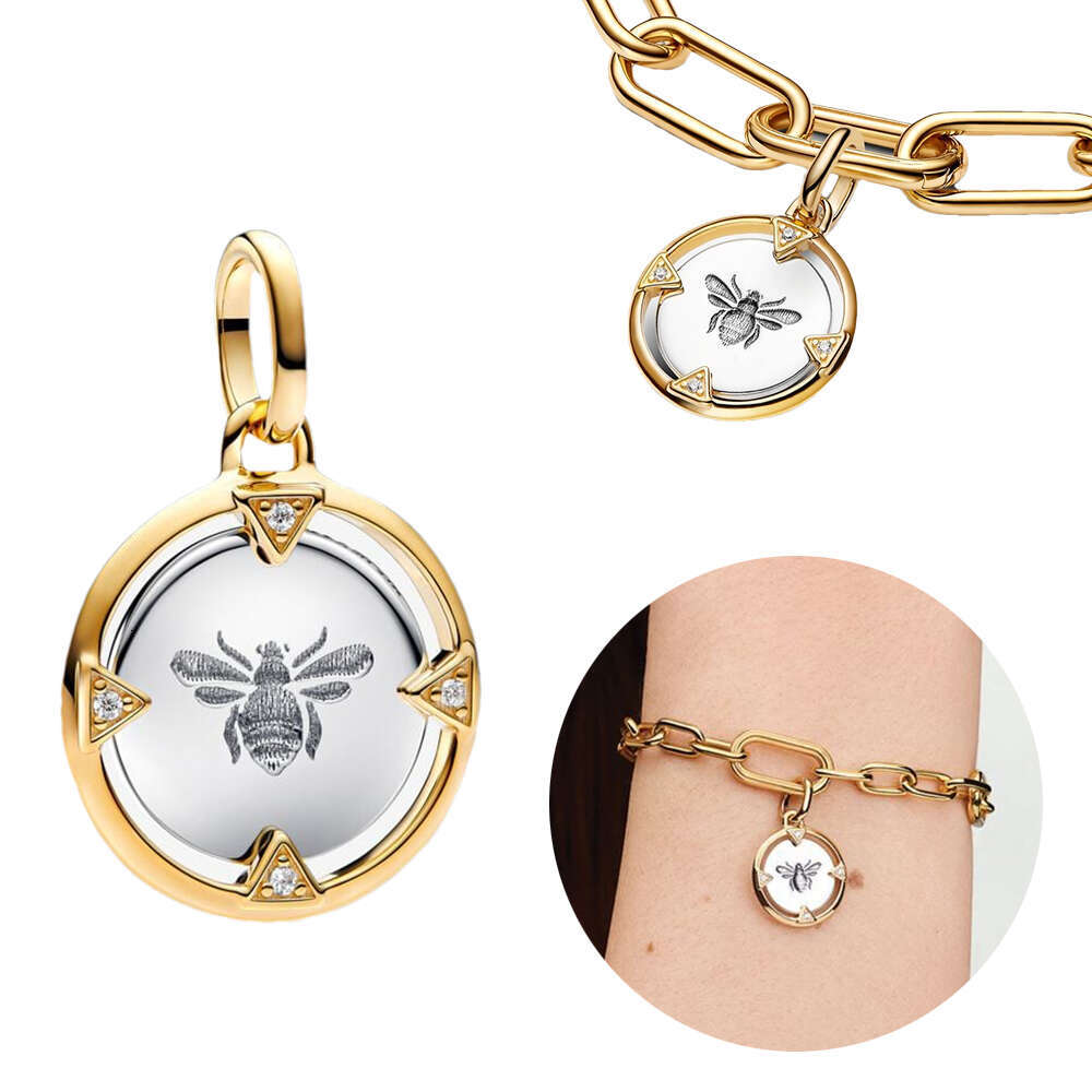 925 2024 New Spinnable Face Robot Apple Scarab Beetle Medallion Avocado Friendship Opalescent Double Dangle Charm Dropshippring