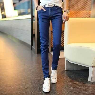 Wholesale discount autumn jeans Korean style mens unique calf jeans fashionable pants mens casual scenesW240715