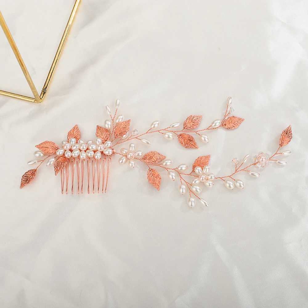3-Color Bridal Hair Accessories Wedding Bridal Head Pearl Hair Jewelry Rose Gold Silver Hair Company Womens Fashion Head W241007