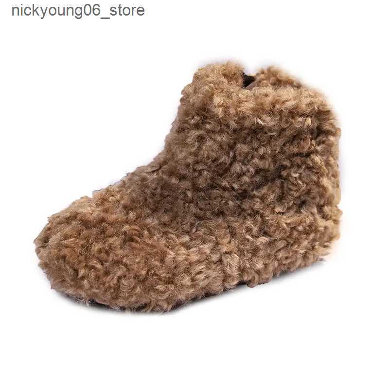 Boots Baby Girls Fur Snow Boots 2023 Childrens Winter Shoes Girls Plush Ankle Boots Infant Fluffy Warm Shoes Baby First Walking Boots L240910