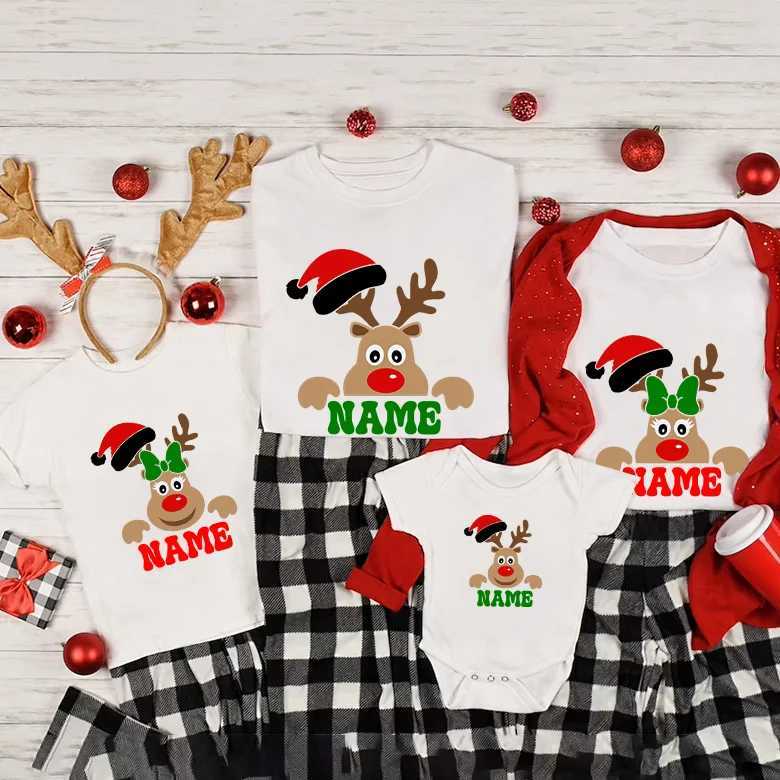 Customized Name Reindeer Shirt Reindeer Family Christmas Shirt Personalized Christmas Shirt Family Matching Top Tee Holiday Christmas Gift W241008