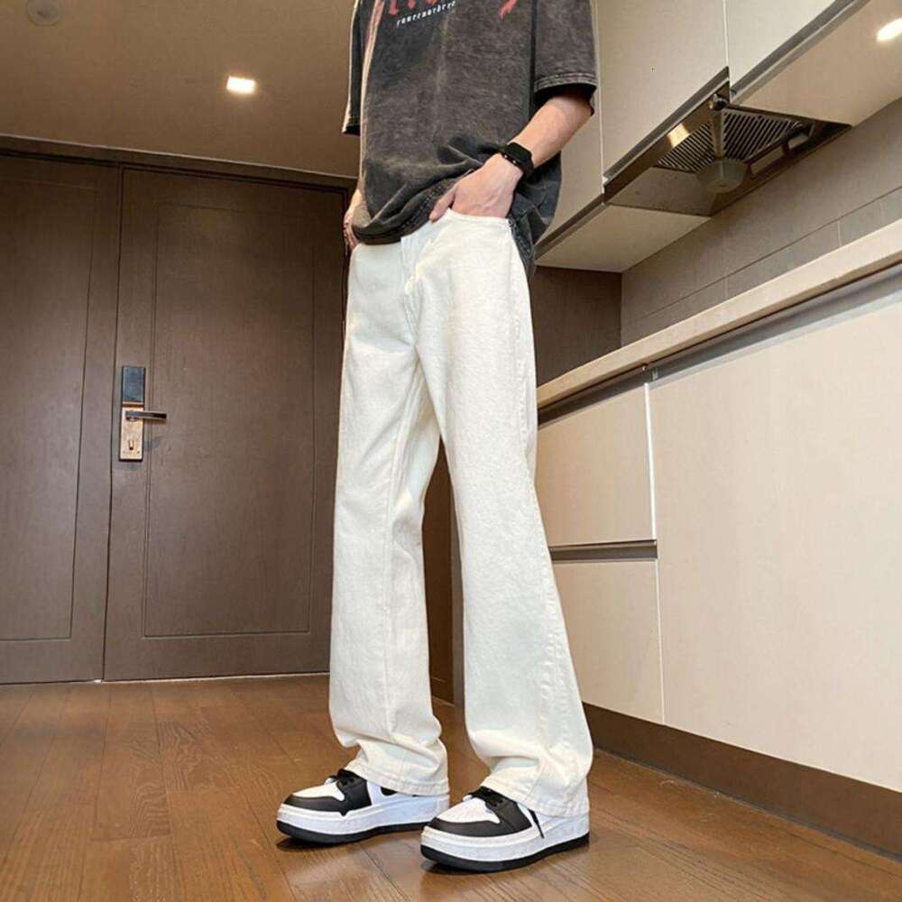 Summer Black American Jeans For Male High School Students, Trendy American High Street Versatile, High End, Show Off Leg Length, Micro Pull Up Pants