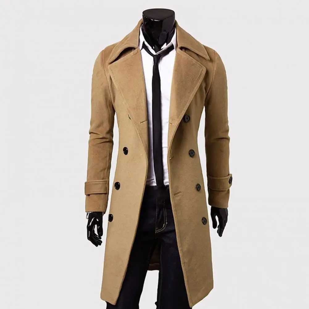 4XL fashionable solid color mens long trench coat designer high-quality double-layer slim fit jacket for autumn and winter W241007