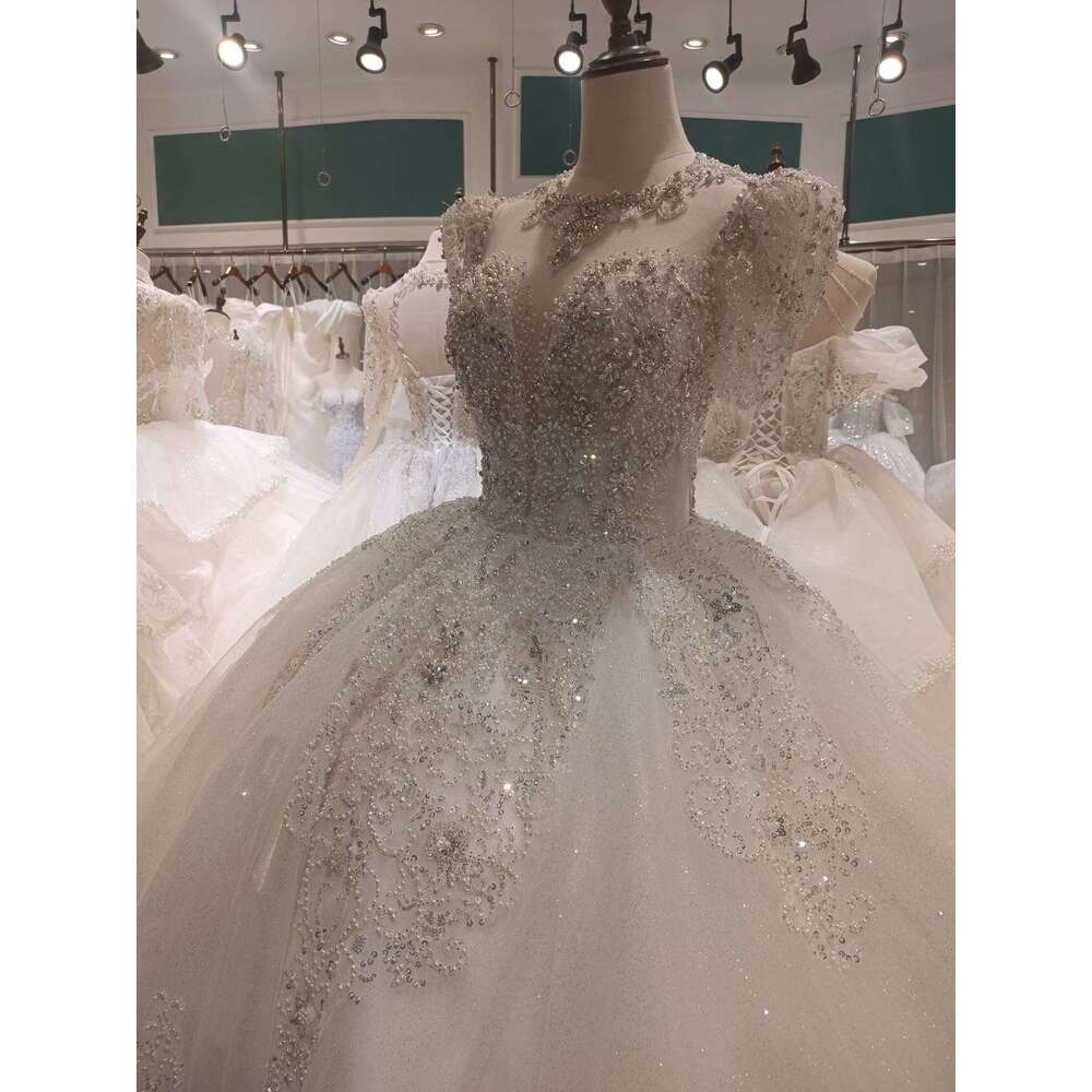 Kisswhite Green Collection pearls short sleeves wedding glitters Crystals Ball Gown puffy Bridal dresses
