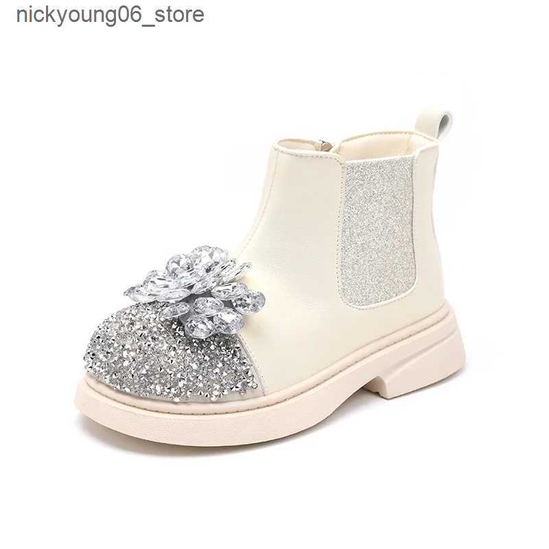 Boots New Autumn Winter Girls Ankle Boot Sequins Luxury Children Princess Boots Fashion Rhinestone Versatile Kids Causal Short Boots L240910
