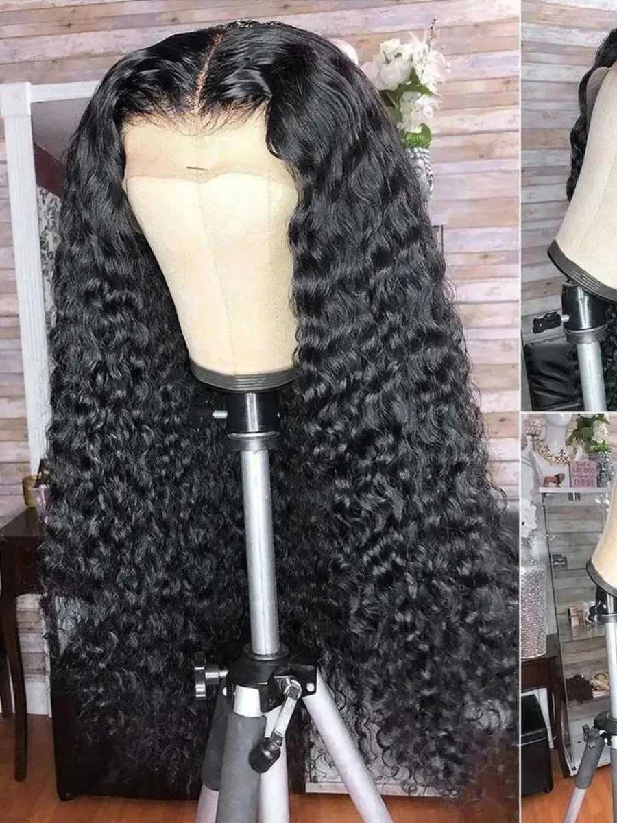 Synthetic Hair Wigs Brazilian Deep Wave Frontal Wig 360 Lace Frontal Curly Hair Wigs Preplucked Wig For WomenXJ241008