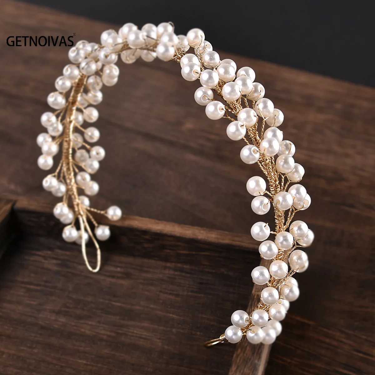 Pearl Wedding Headband Soft Chain Hair Bridal Wedding Party Hair Accessories Fashion Bead Headband Womens Jewelry W241007