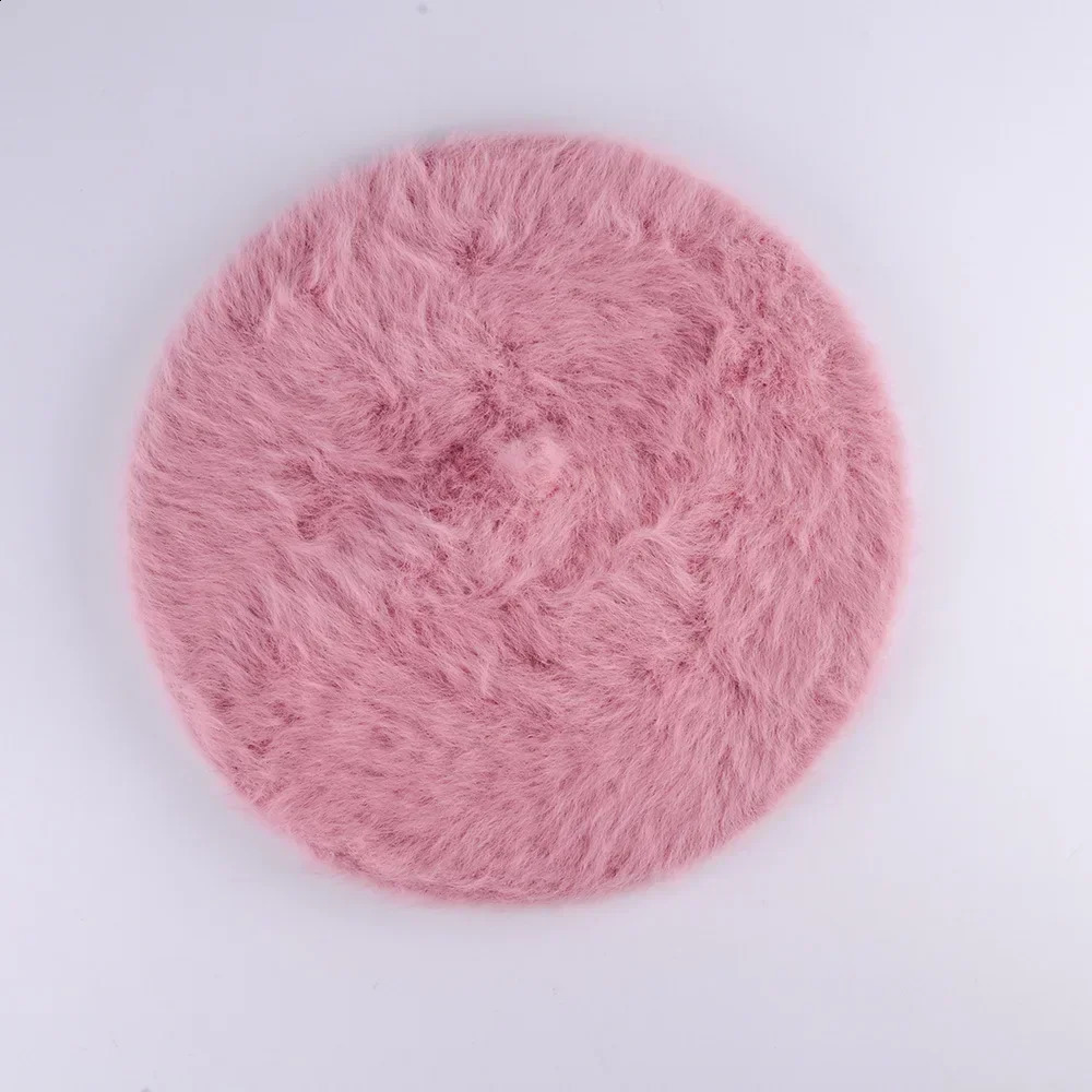 12 color soft womens winter elegant multi-color artist rabbit fur flattened sboy Beanie beret 241007