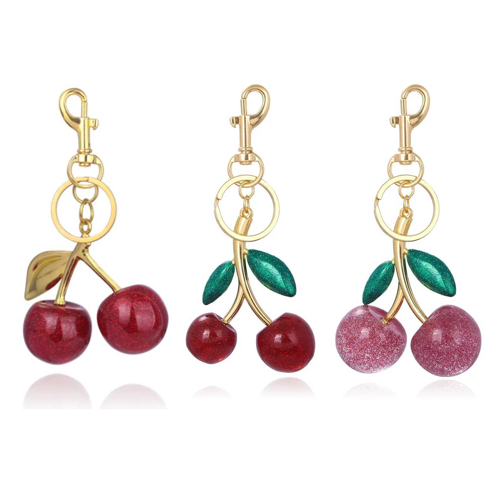 Fashion Delicious Red Cherry Keychain Summer Fruits Cherries Pendant Keyring For Women Men Jewelry Bag Accessories GiftX241008