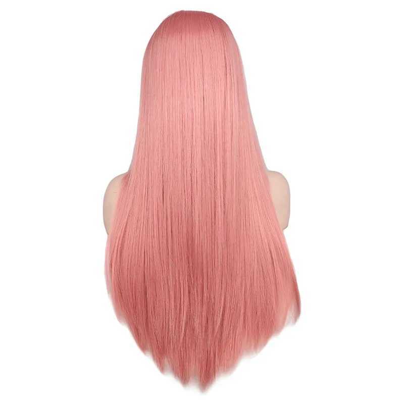 70CM Long Pink Straight Wigs Cosplay Natural Synthetic Women s Wig Heat Resistant HairXJ241008
