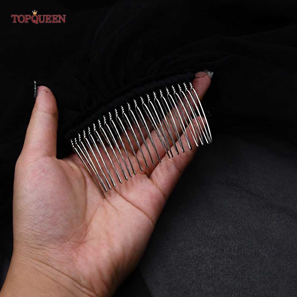 TOPQUEEN V30 Charming Black Plain Veil 3M Church Wedding Hair Accessories 1-Layer Multi Size Customized Bridal Veil W241007