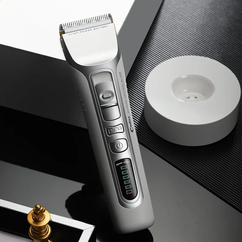 916 Cordless Hair Clipper Professioanl 5 LED Display Barber Cutting Machine Men Rechargeable Trimmer White 240911