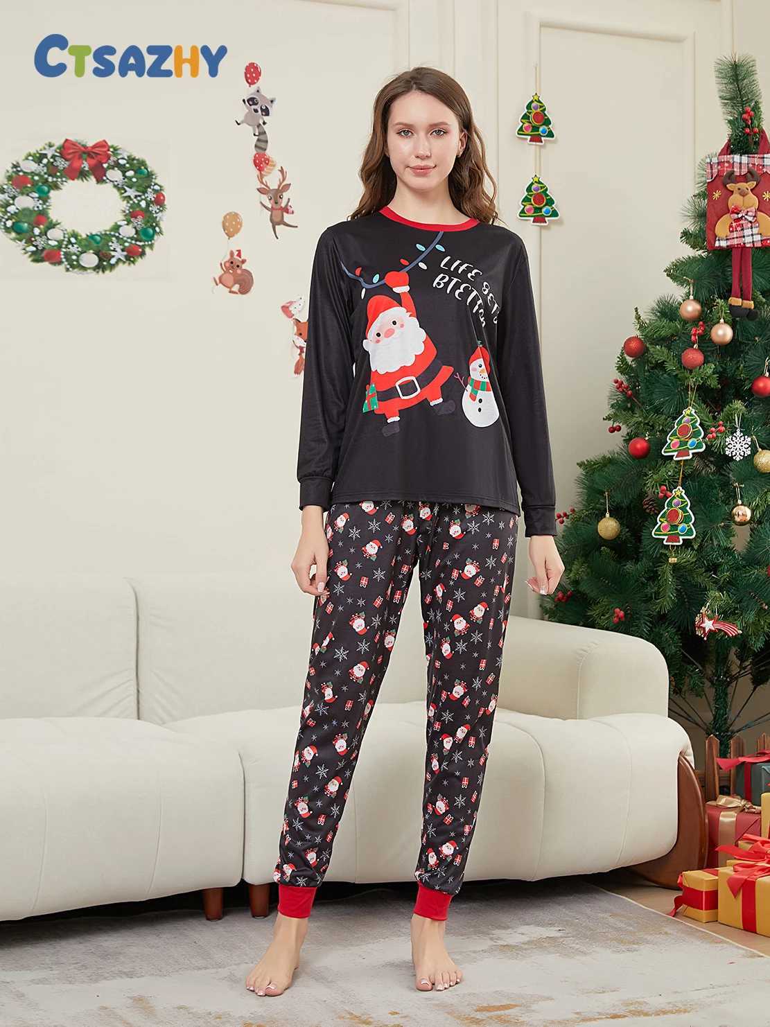 Christmas Family Matching Set Mom Dad Child 2-piece Pajama Set Baby Casual Loose Pajama Christmas Family Appearance Pajama W2410082