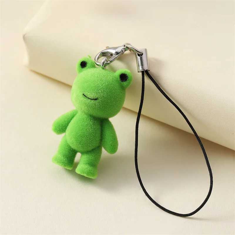 Cute 3D Flocking Frog Keychain Flocked Little Frog Couple Mobile Phone Pendant Car Keyring Earphone Backpack Charms Bag DecorX241008
