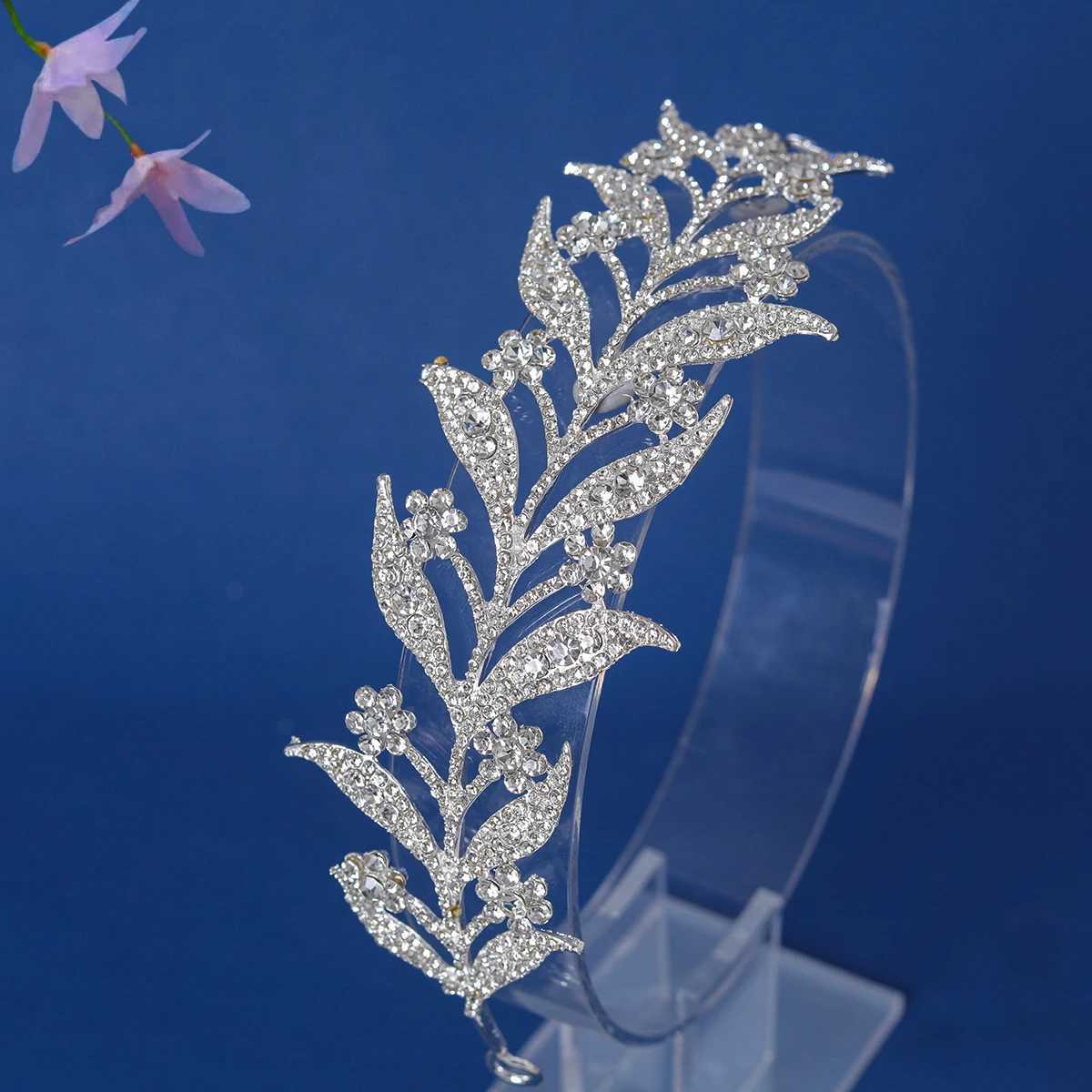Fashion Rose Gold Silver Flower Crystal Water Diamond Tiaras Crown Female Queen Princess Diadem Wedding Hair Accessories W241007