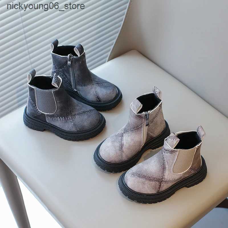 Boots Little Kids Fashion Boots 2024 Autumn Winter Brand New Boys Girls Ankle Boots Zipper Toddlers Children Chelsea Boots Anti-skid L240910