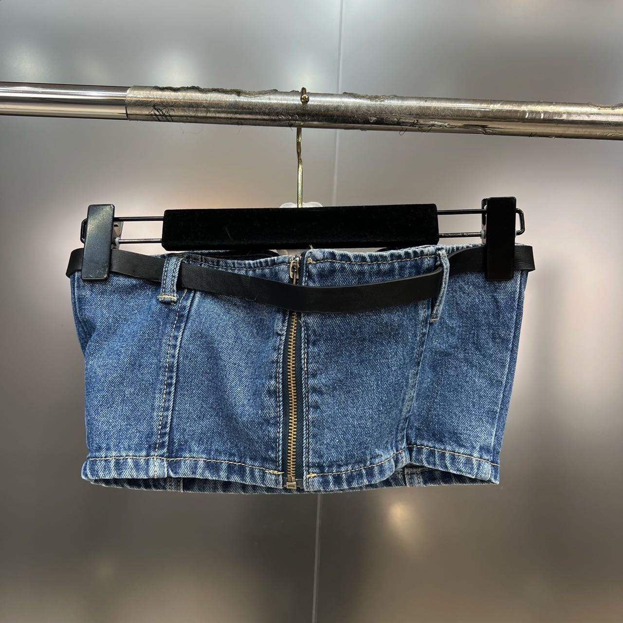 Womens Two Piece Pants PREPOMP Sleeveless Strapless Camisole Crop Top Belt High Waist Blue Denim Cargo Long Jeans Set Women GH246 230320