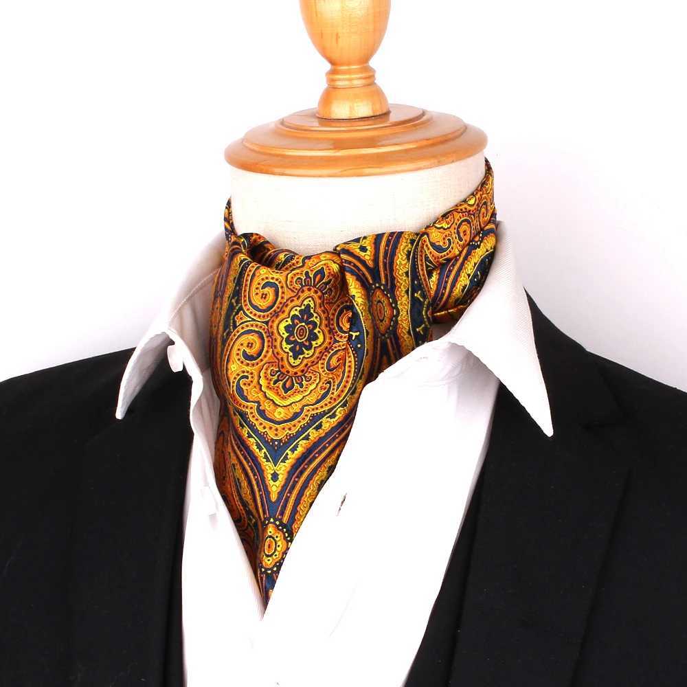 New fancy Paisley mens cash tie wedding formal tie Ascot Scrunch from the UK gentleman polyester soft neck tie luxury W241007
