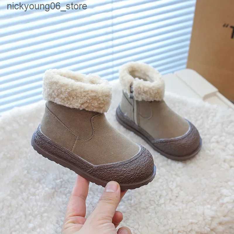 Boots Kids Snow Boots 2024 Winter New Soft Sole Cotton Boot Girls Boots Warm Thick Cotton Shoes All Match Sneakers Ankle Boots for Boy L240910