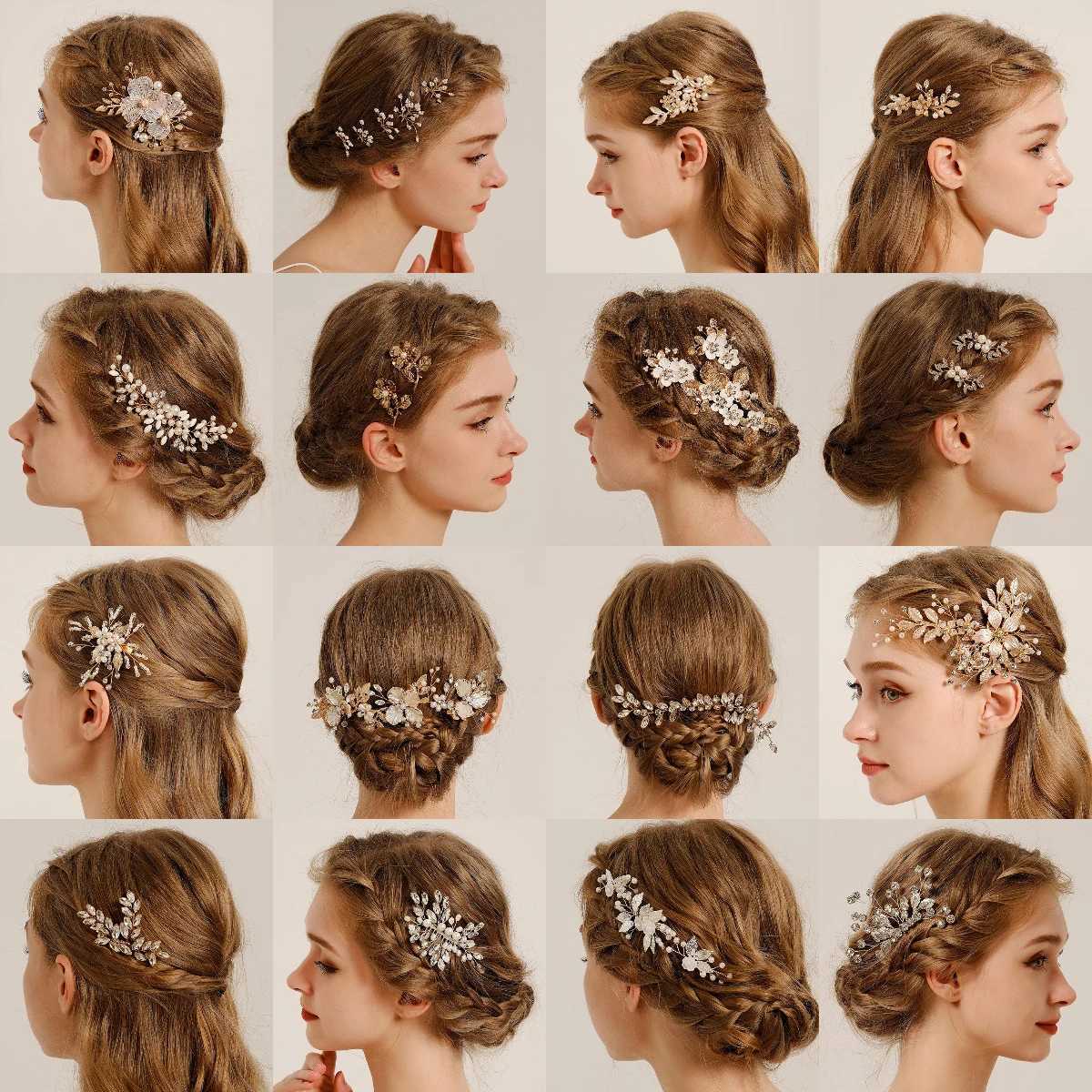 Fashionable crystal pearl hair clip womens luxury rhinestone hair clip brides wedding sparkling metal hair clip W241007
