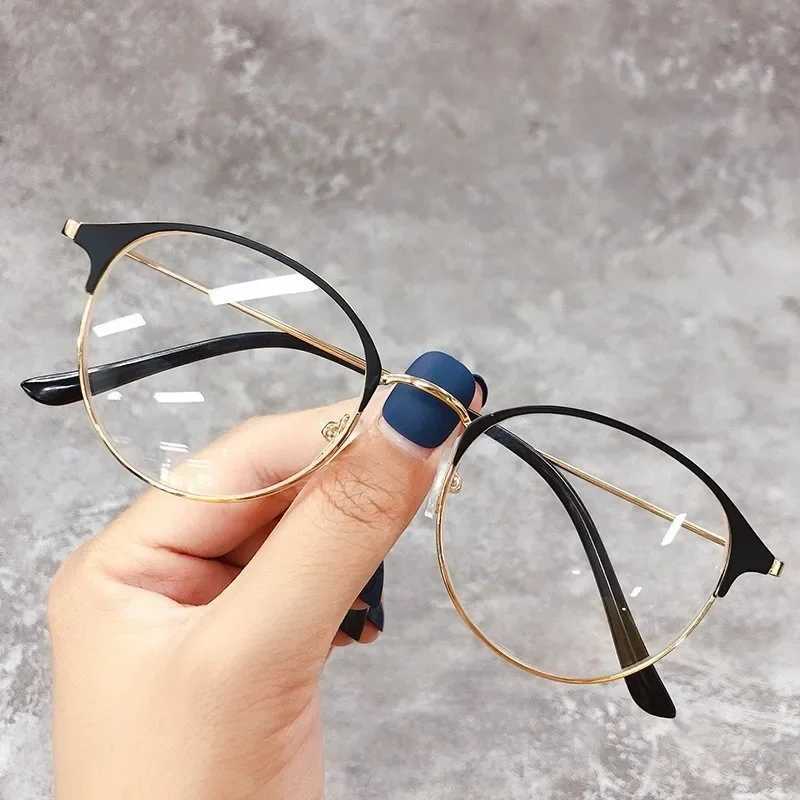 Reading Glasses Anti Blue Rays Spring Leg Cat Eye Minus Lens Prescription Spectacles Frame Women Metal Short-sight Eyewear X241008