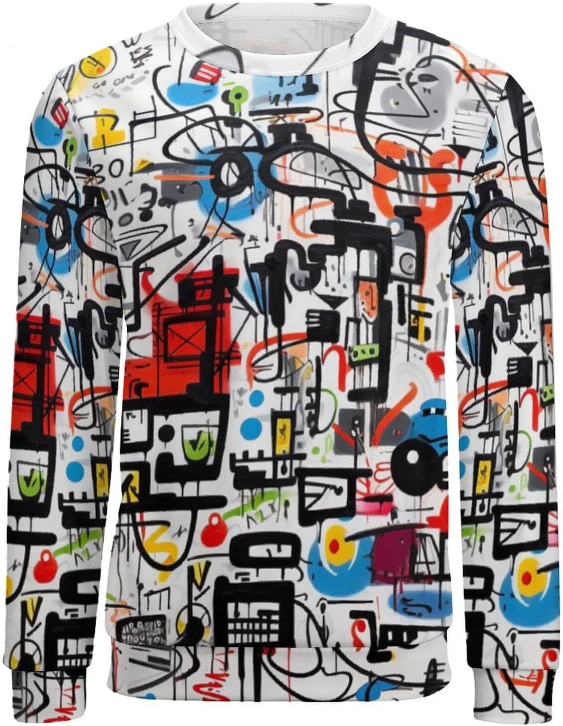 Long Sleeve Shirts for Men sweatshirt Men's Crewneck Sweatshirt Casual Streetwear Hip Hop Graffiti Sweatshirt Long Sleeve Pullover Streetwear Cas