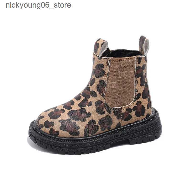Boots Kids Boots Leopard Prints Classic Little Boys Ankle Boots Side Zipper Fashion Classic Unisex Girls Rubber Boots Breathable Warm L240910 L0910