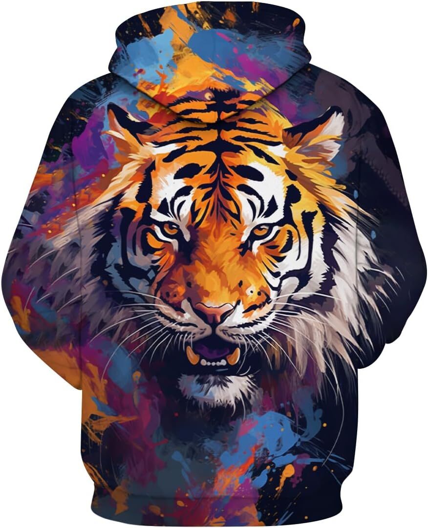 Hoodie for Mens Womens Mens Tiger Cool Animal Printed Sweatshirt Hooded 3D Casual Pullover Hoodie With Pockets Graphic Hoodies sweatshirt tracksuit