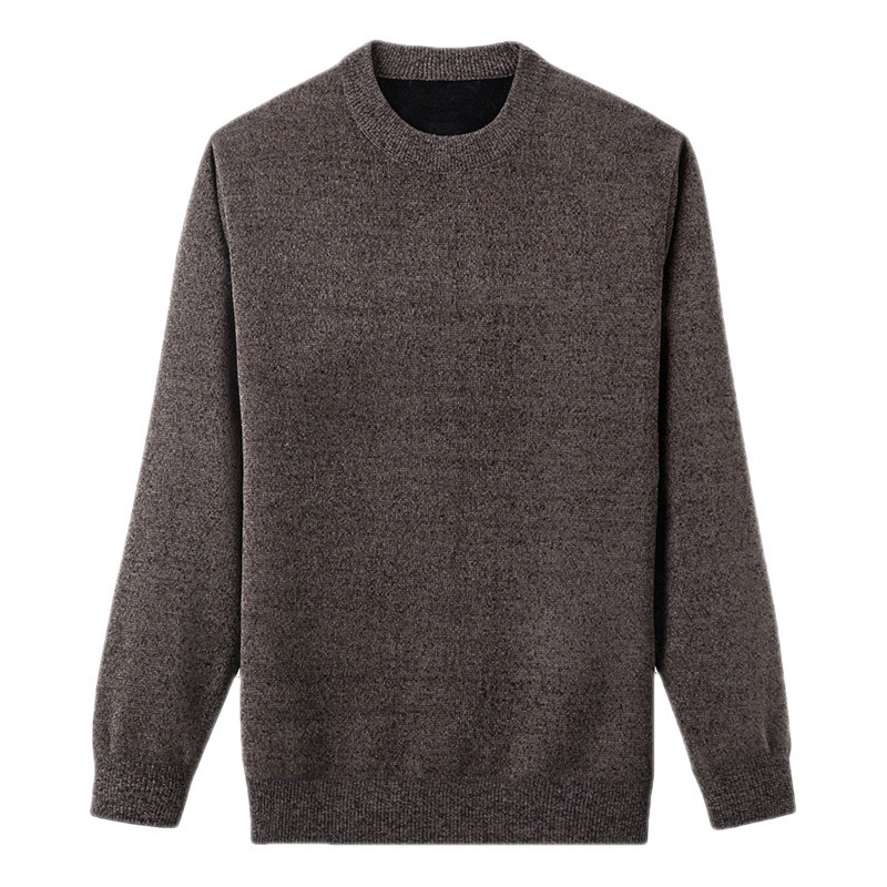 2024 new designer winter men's middle-aged and young loose bottom knitted sweater round neck plush thick chenille autumn and winter warm sweater 