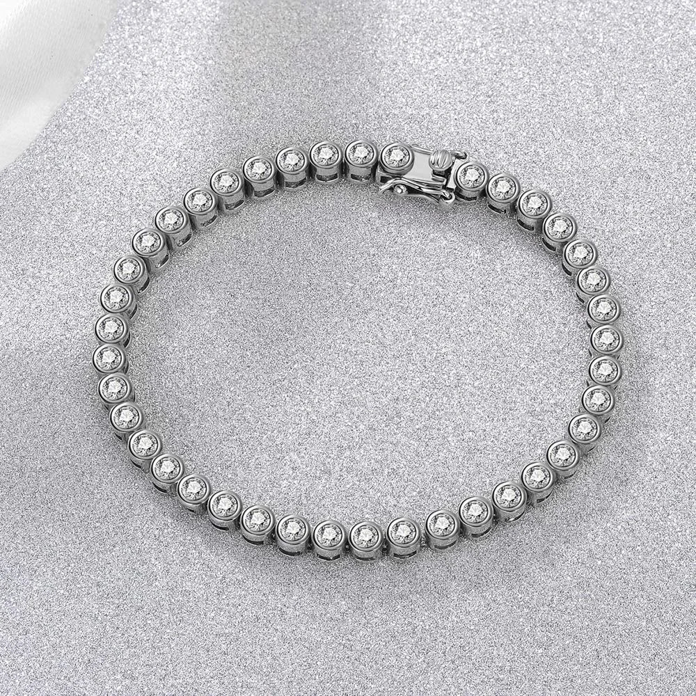 23mm Gra certified womens tennis bracelet 925 sterling silver round bubble border set diamond 240912