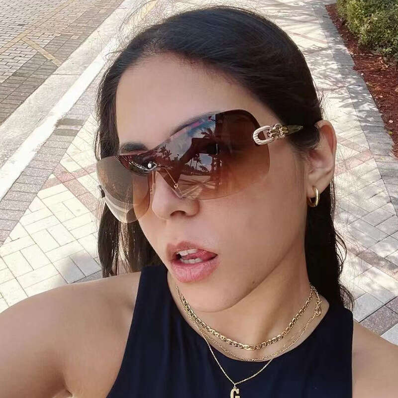 One-Piece Rimless YURERSH Sunglasses Women 2000s Y2k Babys Heart Sun Glasses For Female Wraparound Shades Eyewear Sunglass Y120 glass