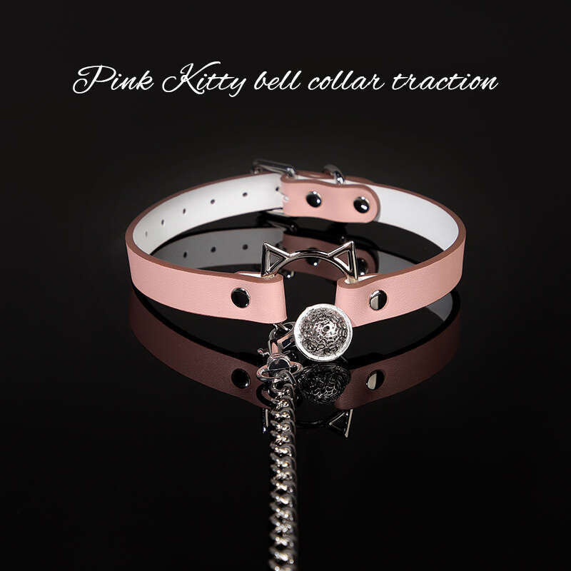 SM Sex Props Cute Cat Bell Collar Dog Slave Training PU Traction Collar Alternative Sex Supplies Delivery