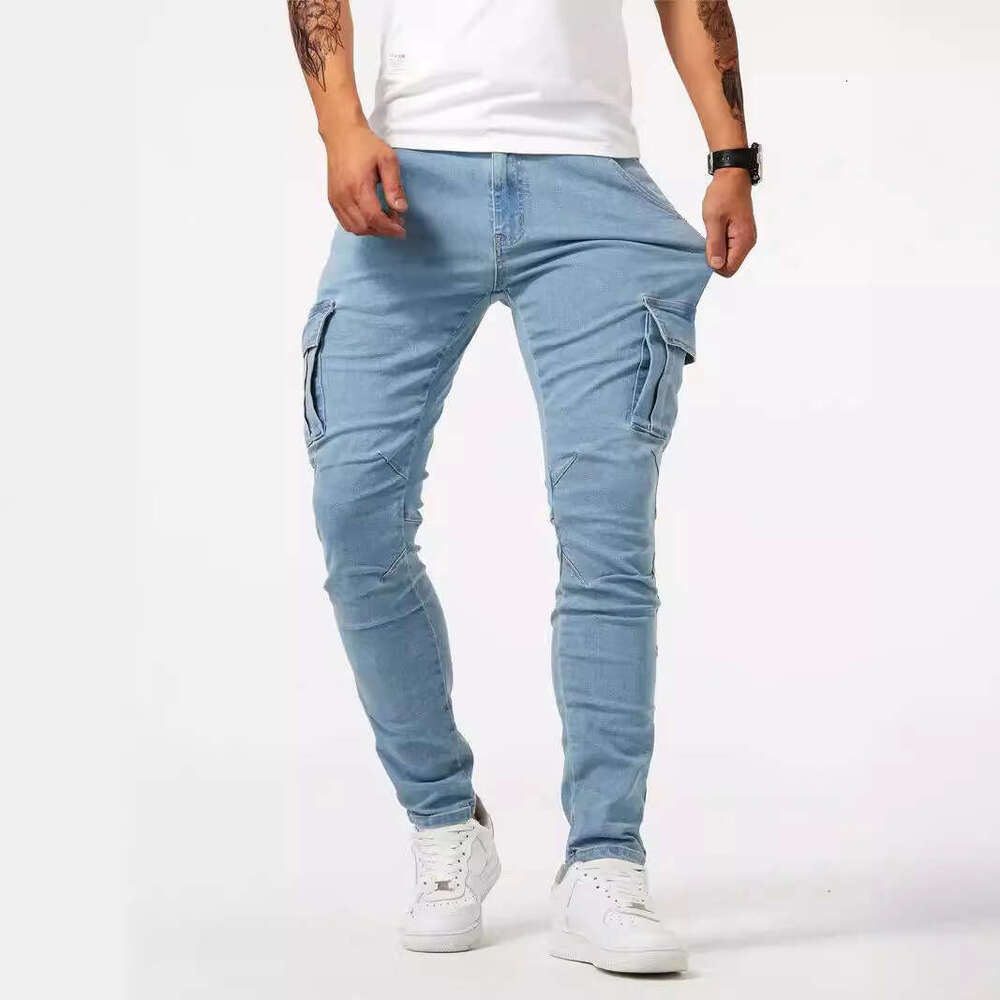 New Season Washing Process Alphabet Trendy Jeans for Men with Stretchable and Comfortable High-Waisted Loose Fit Denim Pants