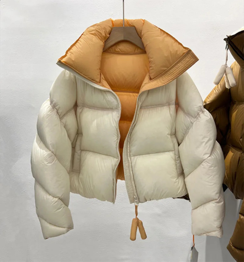 Warm Womens Down Jacket Stand Collar Windproof Short Padded Thicken Winter Korean Loose Parkas Coat Women Outwear 240930