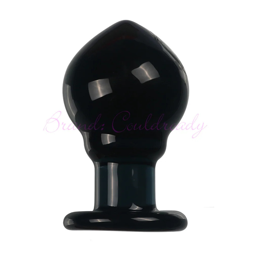 62mm large black glass anal ball crystal Buttplug Anus plug body massage adult sex toy 240914