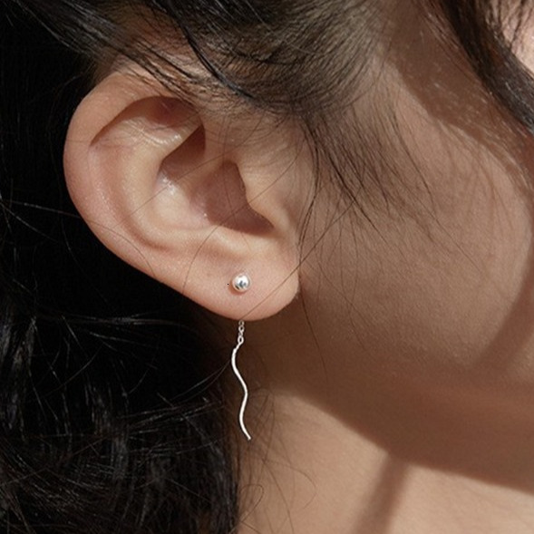 female niche design, round bead earrings, wavy es, personalized simplicity, internet celebrity