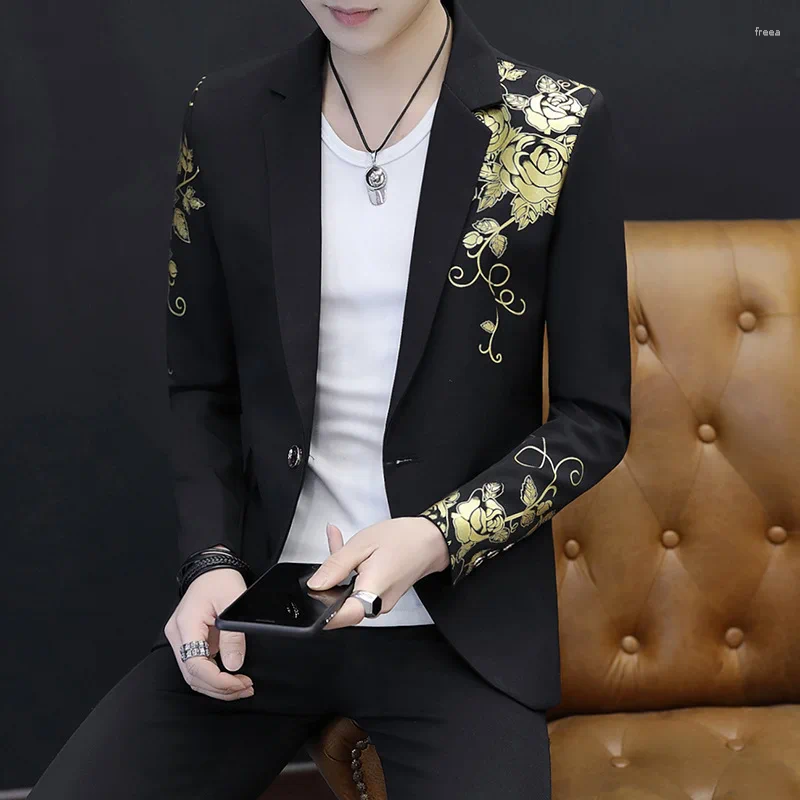 Men's Printed Gilded Casual Blazers Slim Fit Youth Styles | 2024 B4