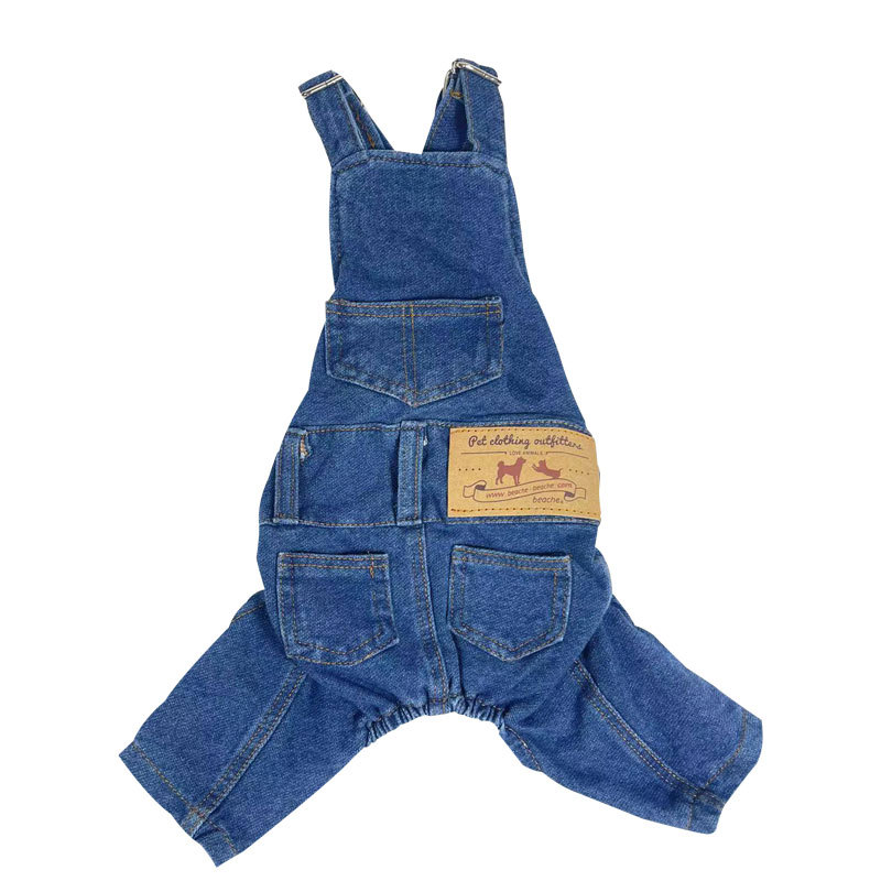 Fashionable Pet Dog Washed Denim Jeans Jumper Comfortable Pet Puppy Overall Clothes