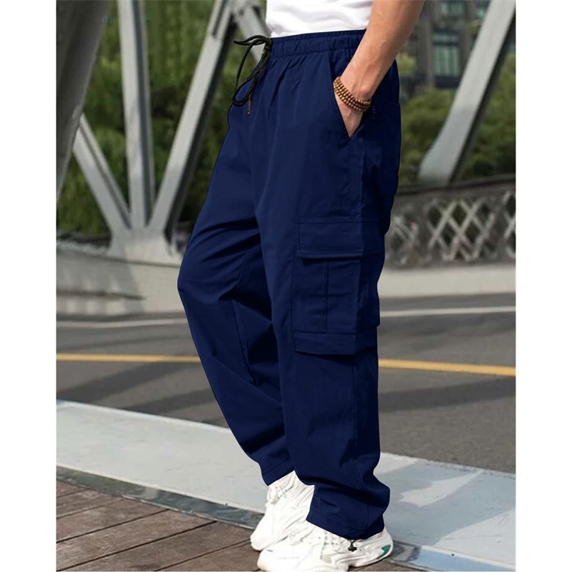 Autumn multi pocket workwear pants mens pants straight tube multifunctional mens casual pants oversized mens pants 241009
