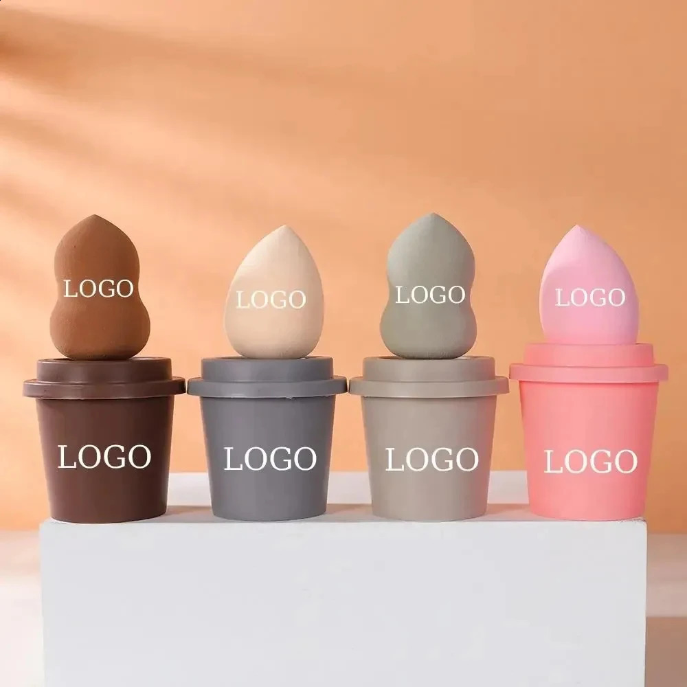 25 customized beauty eggs cosmetics blender customized makeup sponge private label latex free coffee cup makeup sponge 241008