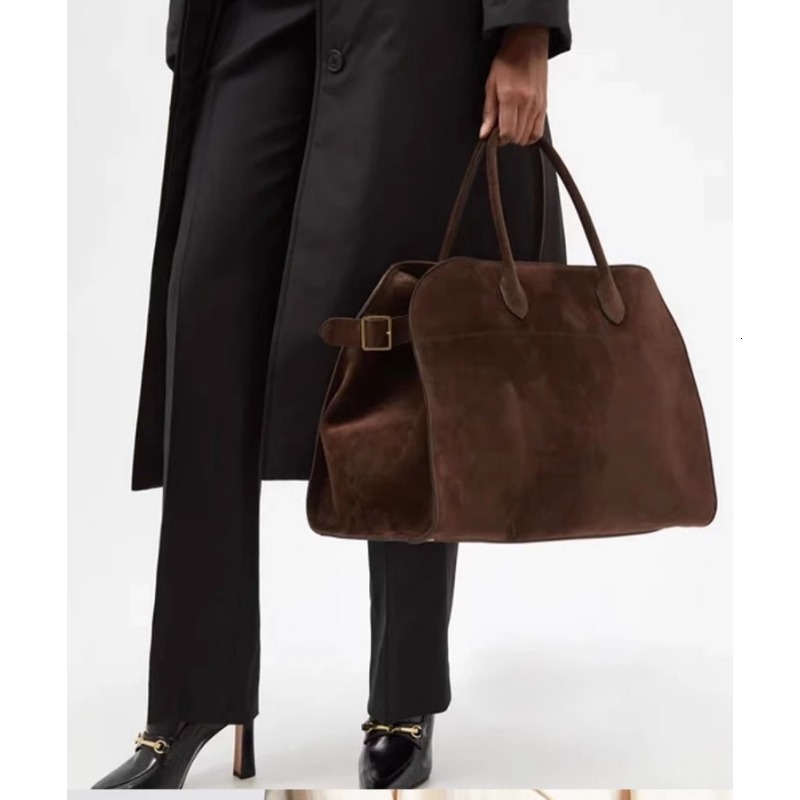2024Design Handbag Leather High-Capacity Commuting Fashionable Suede Tote Vintage Top Handle Retro Shoulder Bag