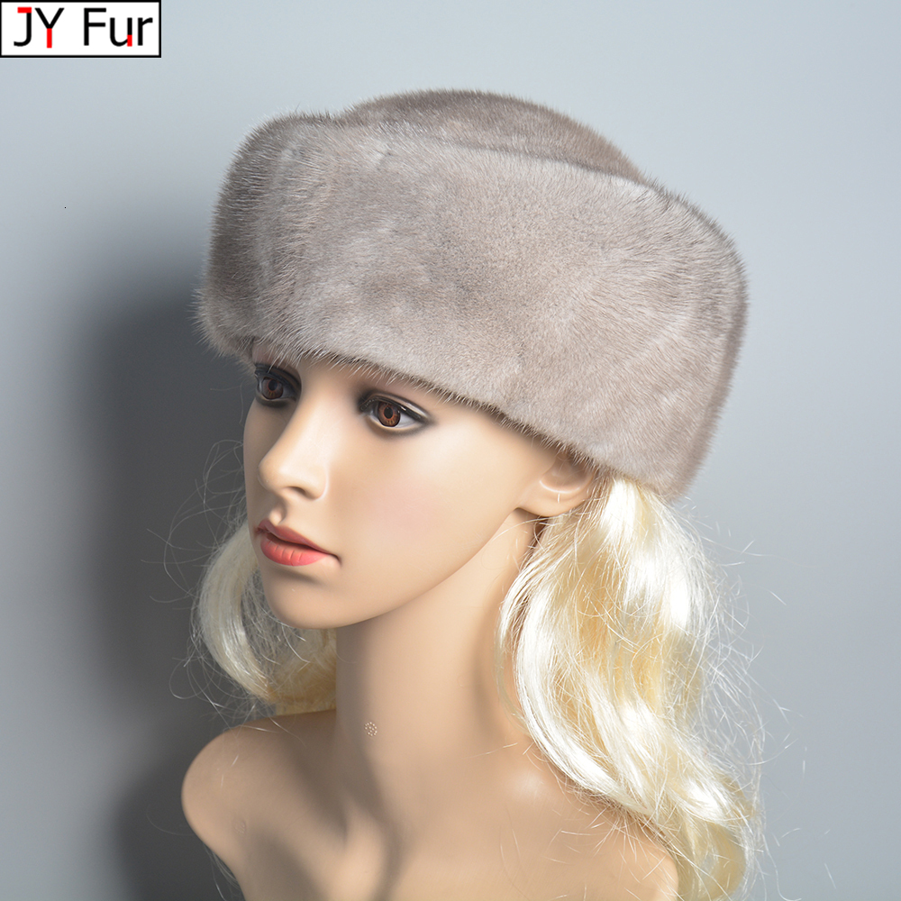 100% Natural Whole Hat Winter Elegant European And American Women Fashion Real Mink Fur Cap